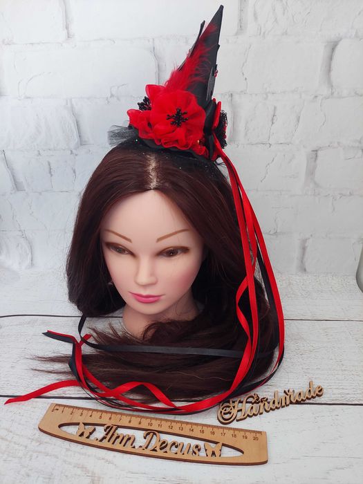 Opaska, obręcz do włosów kapelusz czarownicy na Halloween. Handmade