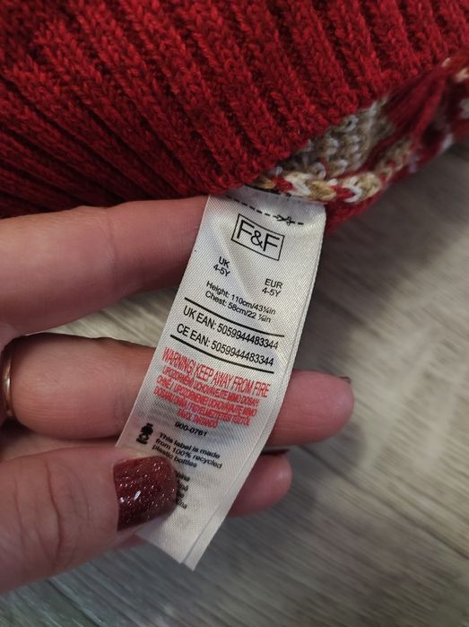 Новий новорічний светр світи теплий червоний олень унісекс f&f