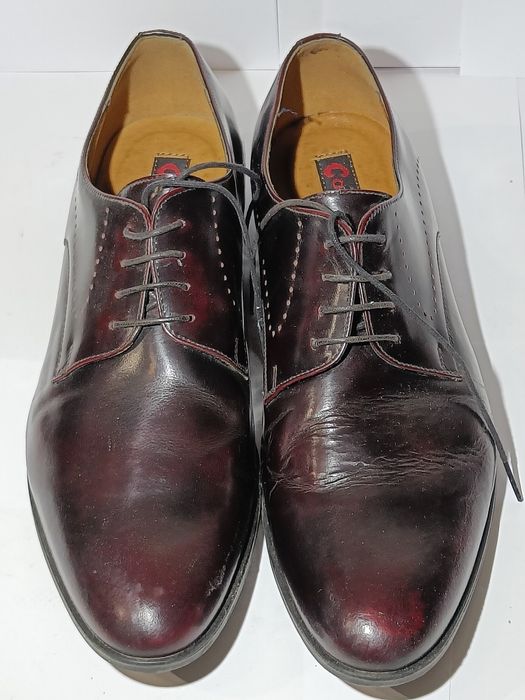 Skórzane Buty Męskie CONHPOL Rozmiar 43, Bordo, Derbies/Wizytowe