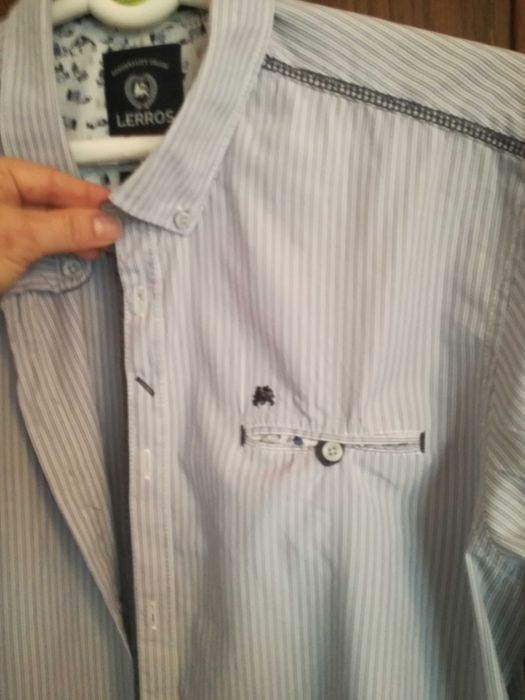 Camisa riscas branca e azul Lerros