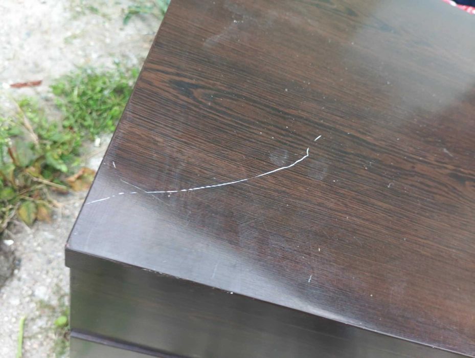 Komoda z szufladami ciemny brąz połysk 163x42x80