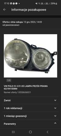 Lampa przód prawa VW POLO IV 4 01-05