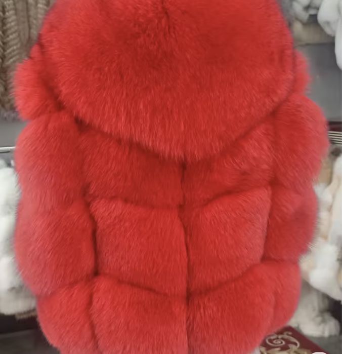 Kontantto kamizelka z futra lisa z kapturem turkus xs-5xl