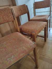 Komplet 4 krzeseł dębowych z fabryki Gościcino PRL