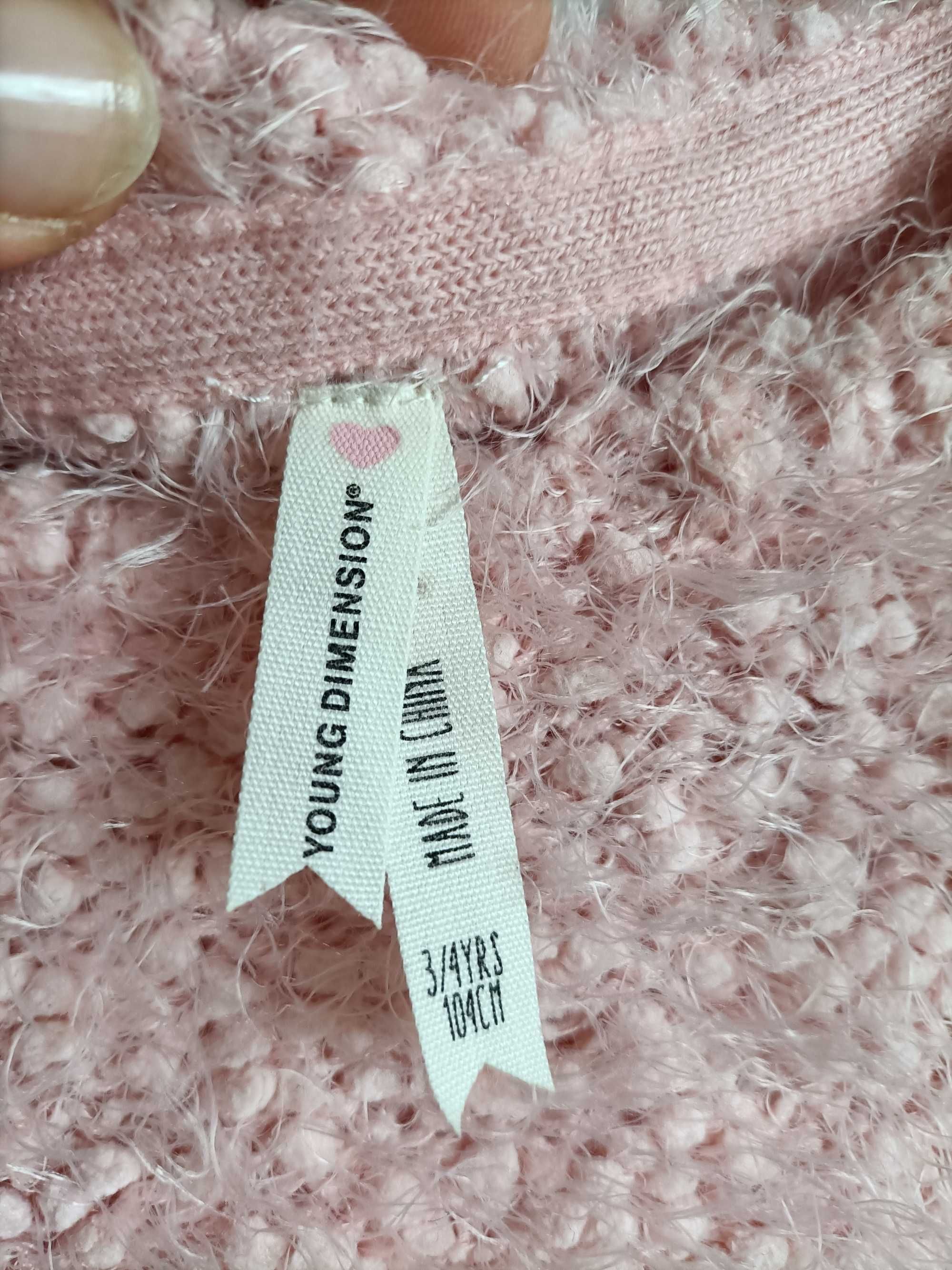 Sweterek Primark dla dziewczynki 3-4lata 98-104cm różowy