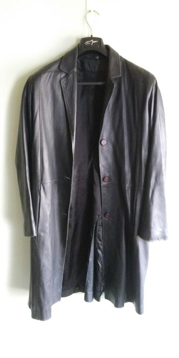 genuine lamb leather 42 skórzany czarny płaszcz owcza skóra