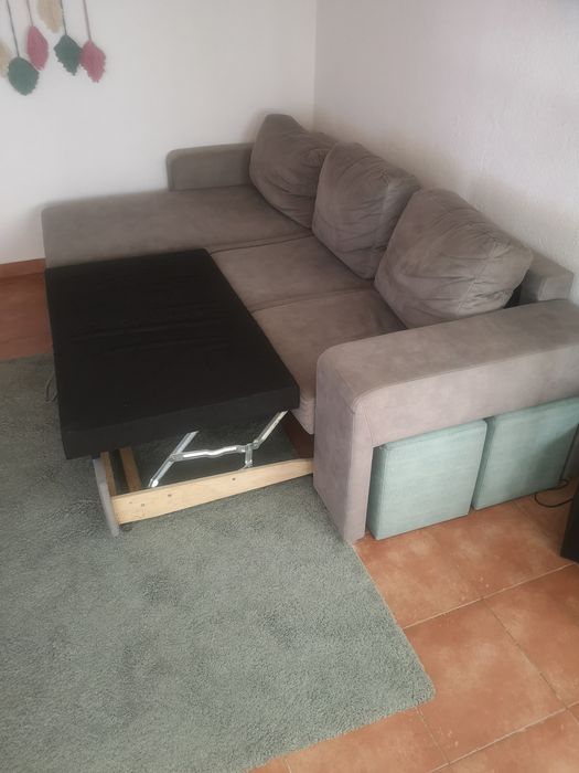 Sofá chaise longue cinzento 2,20m possibilidade de entrega