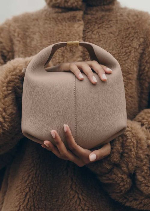 Сумка Polene Beri Textured Leather Taupe