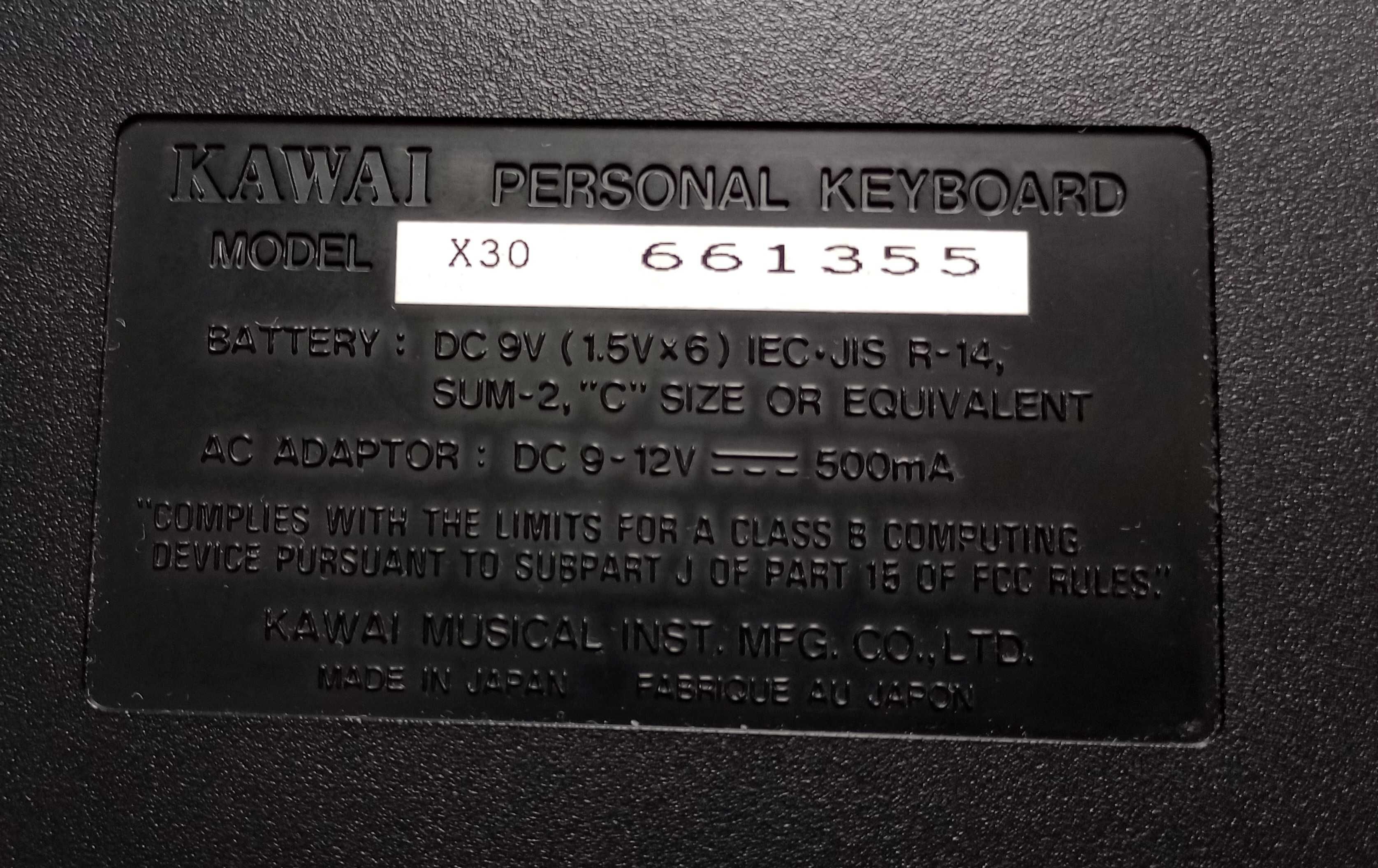 Japoński Keyboard Kawai x30 z touch response + pokrowiec + zasilacz