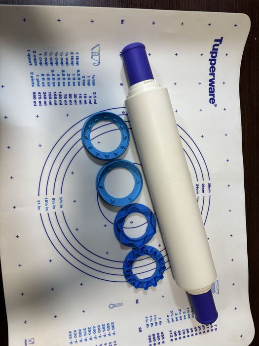 Набор скалка с кольцами насадками + подложка синяя Tupperware Тапервер