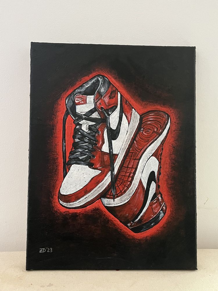 Obraz akryl na płótnie Buty Sneakers Jordan 1 High Chicago 1985