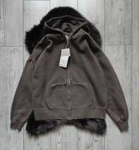 Bluza z kapturem Zara hoodie z efektem sprania S 36 oversize