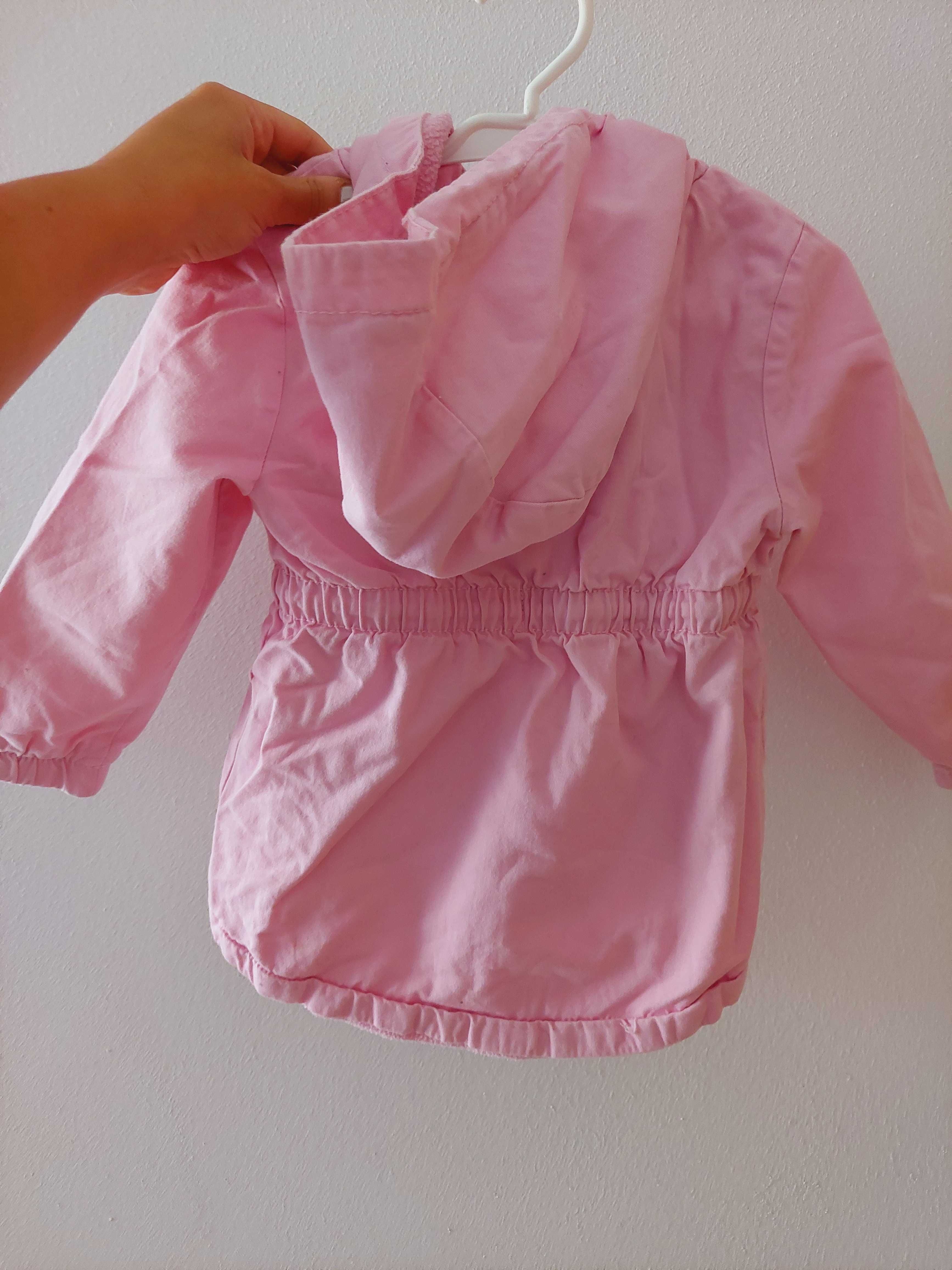 Różowa kurtka z polarem w środku z kapturem sinsay 74-80 cm 9-12m