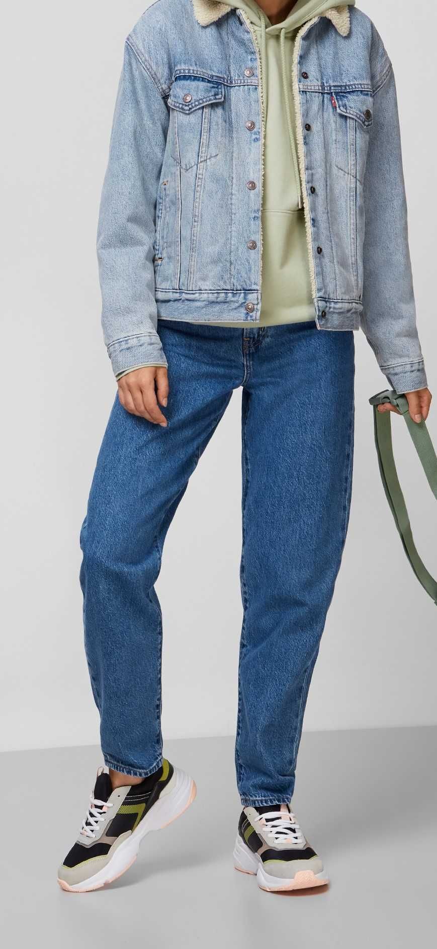 Женская джинсовая куртка жакет Levi's с мехом голубая xs