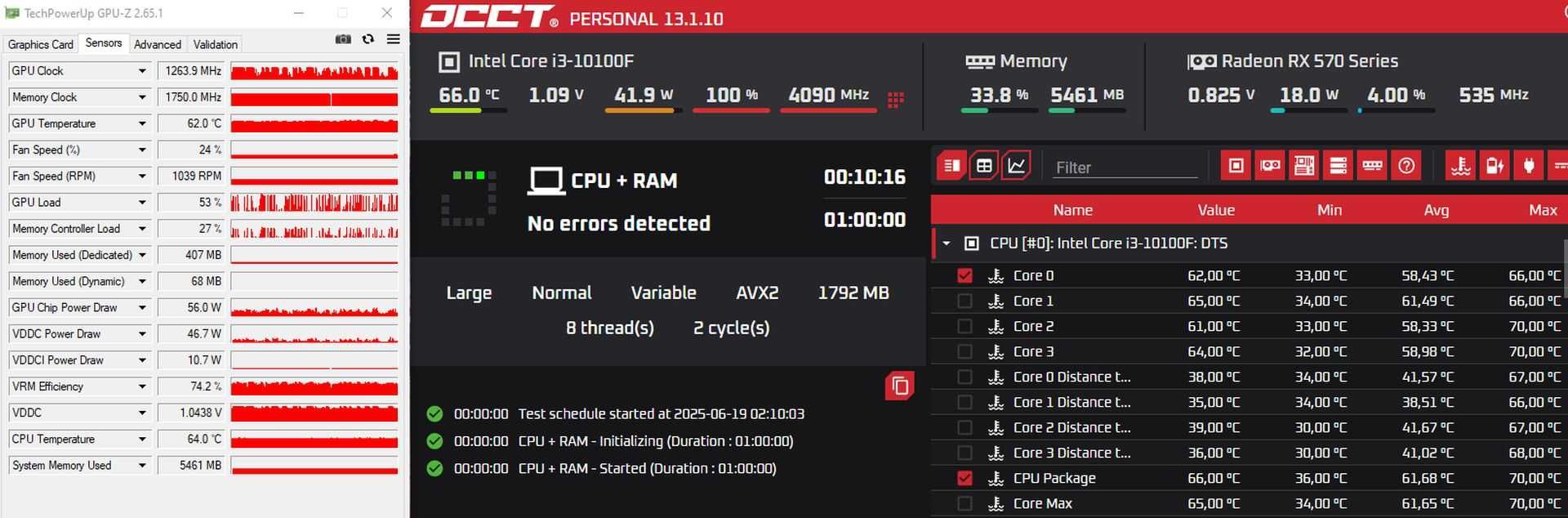 Komp. INTEL Socket 1200, 10100F, 16 GB DDR4, AMD RX 570, SSD M.2. NVMe