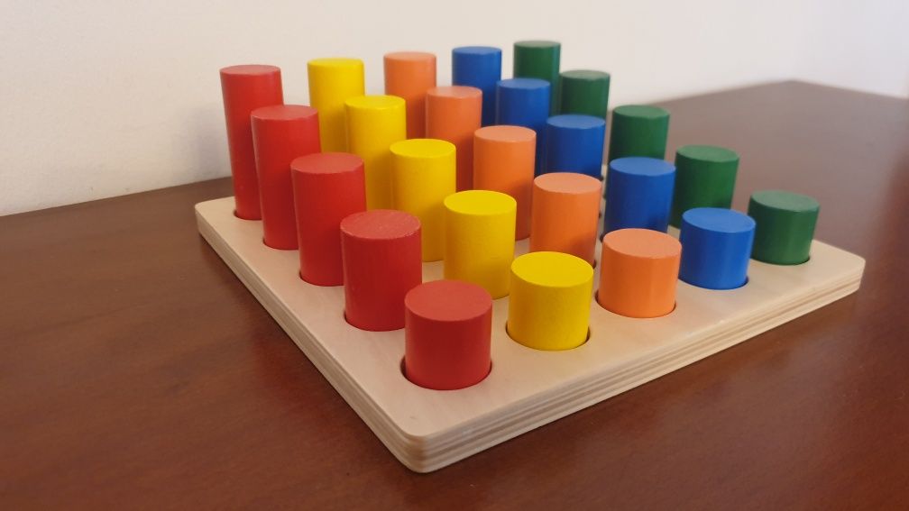 Montessori zabawka edukacyjna drewniana sorter kolorowy