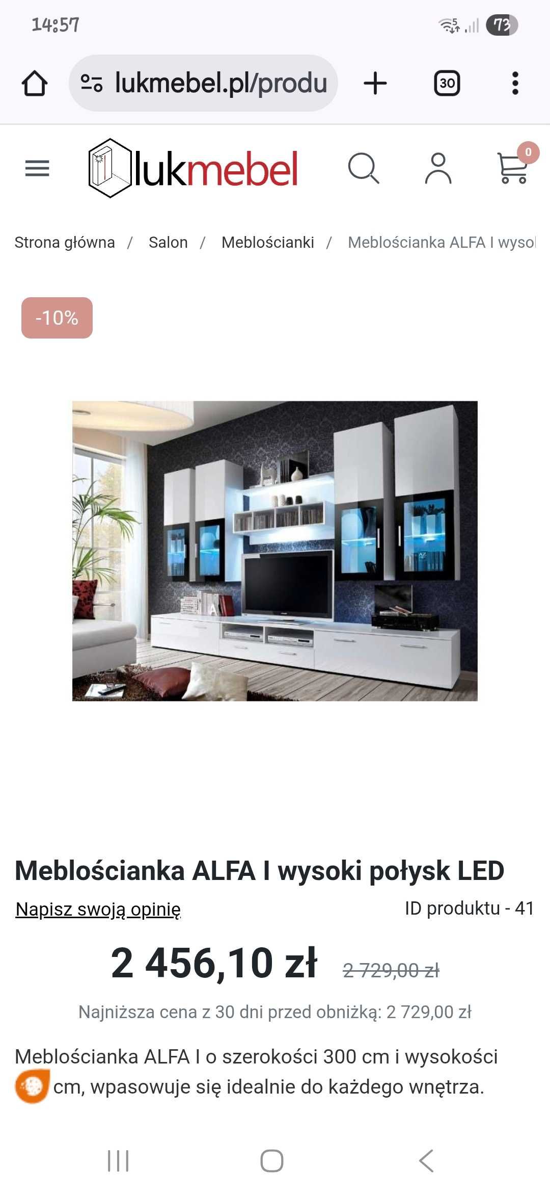 Mebloscianka bialy polysk led