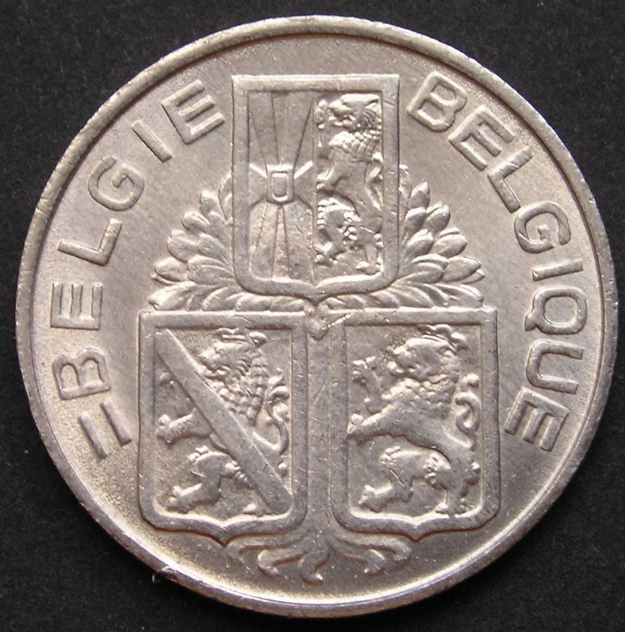 Belgia 1 frank 1939 - lew - stan 1/2