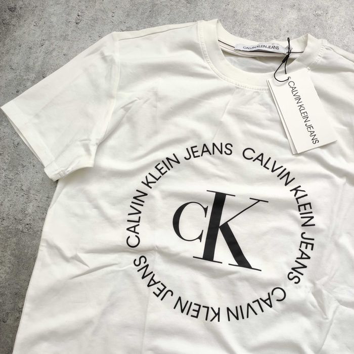 MĘSKA Elegancka Koszulka PREMIUM Biała NOWA Metka Calvin Klein CK logo