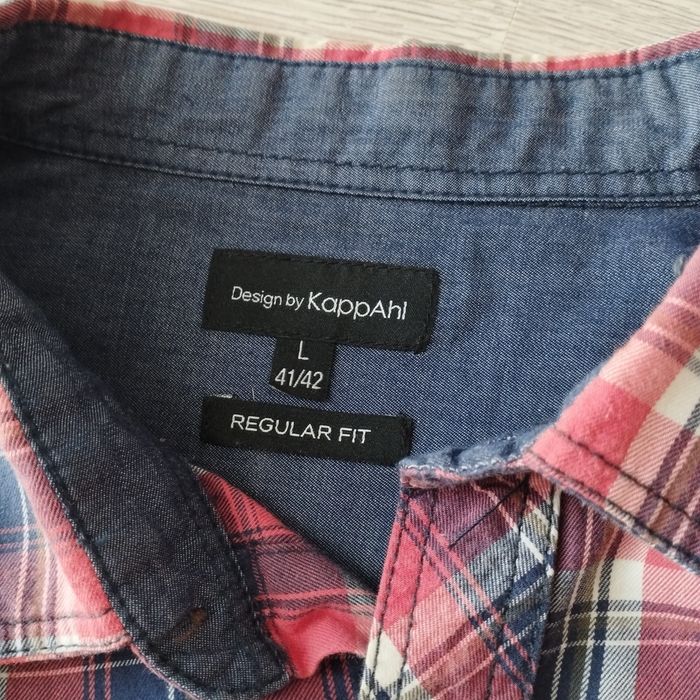 Koszula męska KappAhl w kratę, Regular Fit, rozmiar 41/42, bawełna