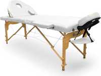 QUIRUMED Stół łóżko do masażu drewniane pomarańczowe 194x70 Cm BIAŁY