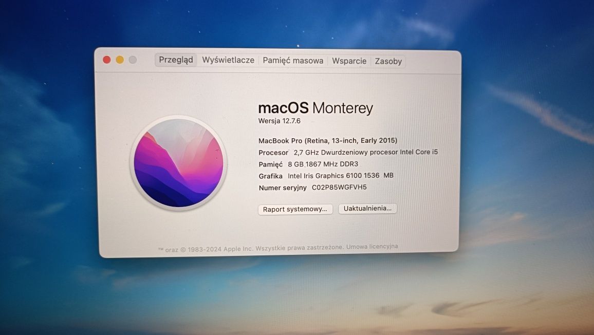Laptop MacBook Pro A1502 ładny stan