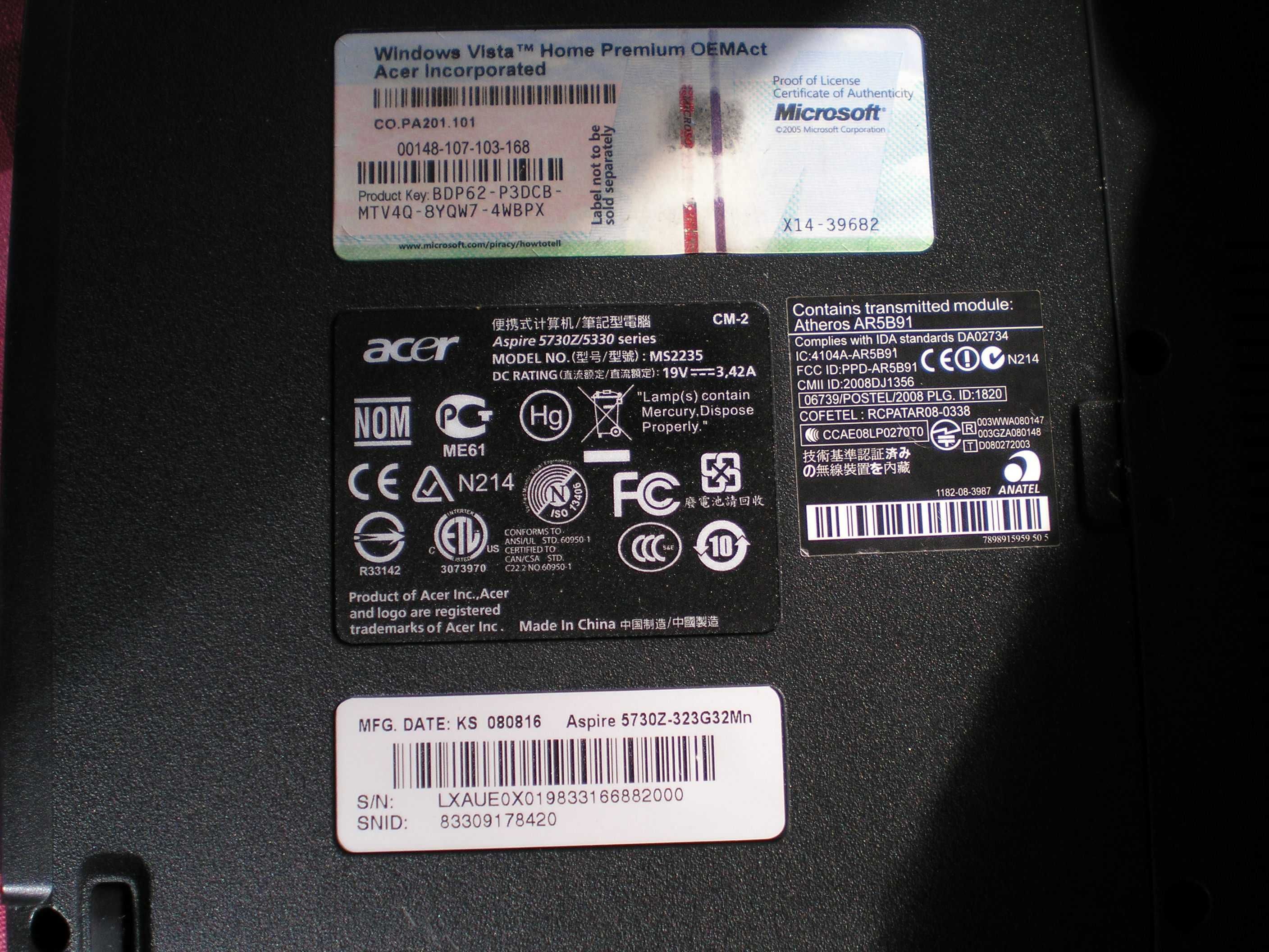 Laptop Acer 5730 Z