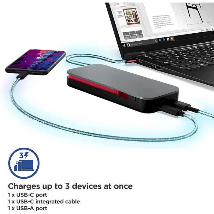 LENOVO GO 20000 mAh 65W USB-C Power Bank для ноутбуков, планшетов и др