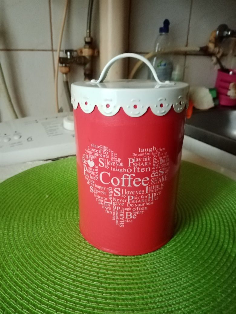 Puszka na kawę Coffee czerwona metalowa