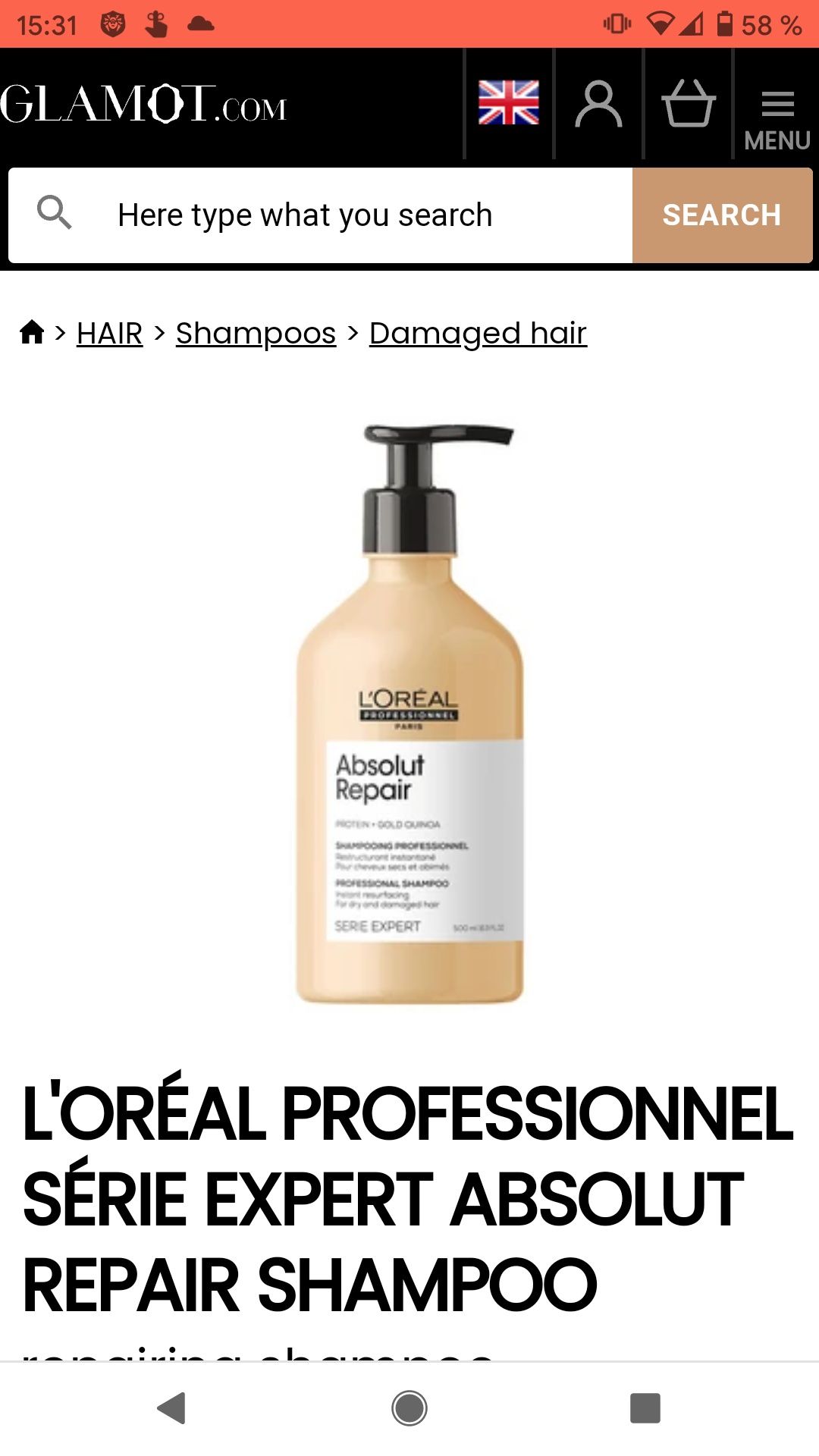 Шампунь L'Oréal восстанавливающий 500мл