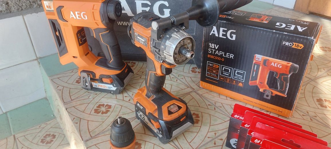 AEG bsb 18 cbl безщітковий дриль-шуруповерт та степлер AEG b18cs10