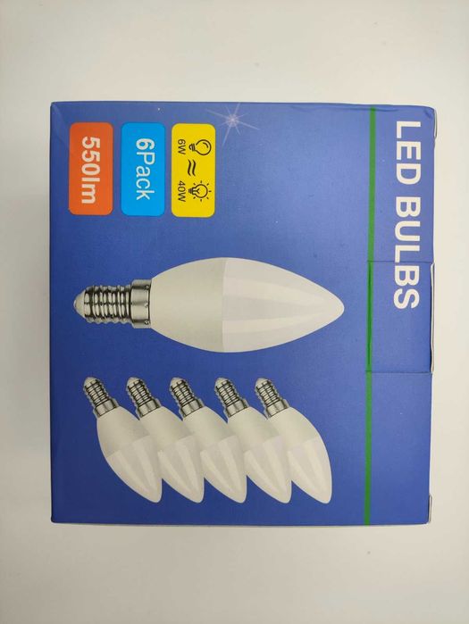Żarówka E14 6W 3000K 550lm 220V C37  6szt - 1 opk
