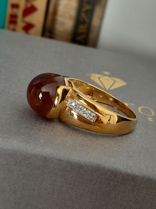 Pierścionek 5g Kocie Oko Złoto 9k Diamenty WYCENA