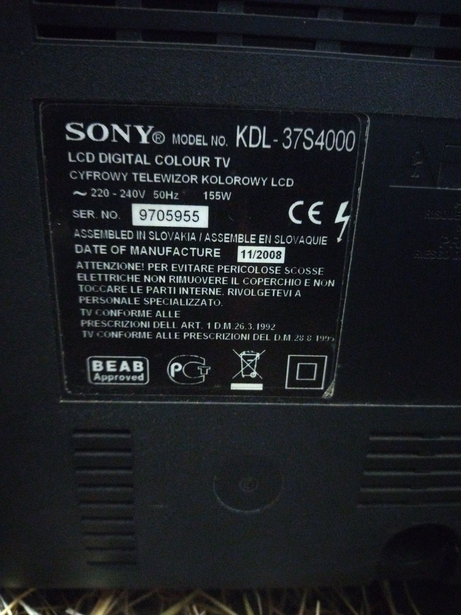 Telewizor Sony 37 cali