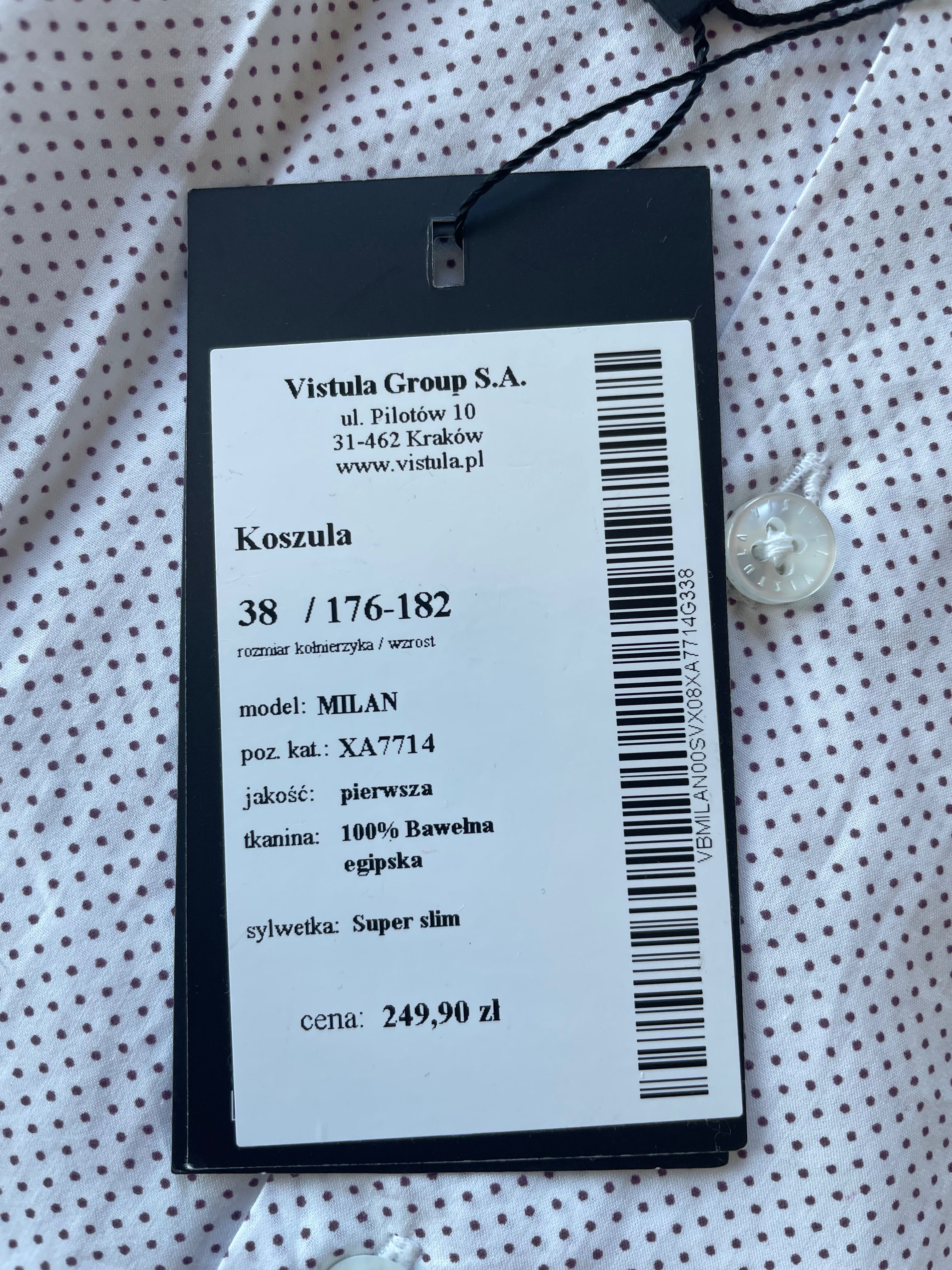 Koszula męska Vistula Milan 38/176-182 w kropki super slim NOWA