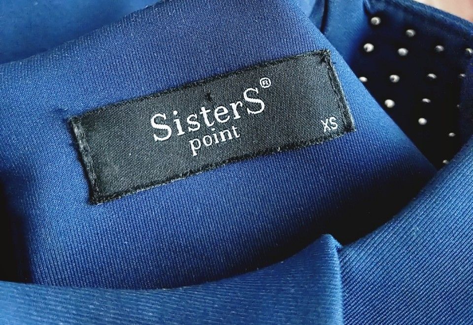 SisterS Point sukienka koktajlowa perełki wesele XS 34 navy NOWA