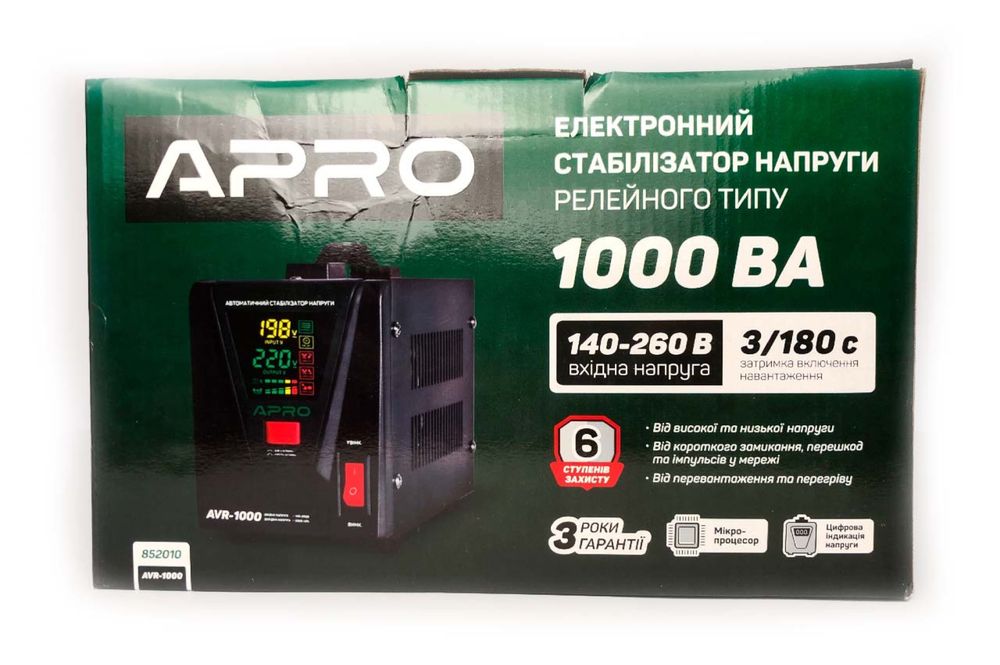 Стабілізатор напруги релейний Apro - AVR-1000