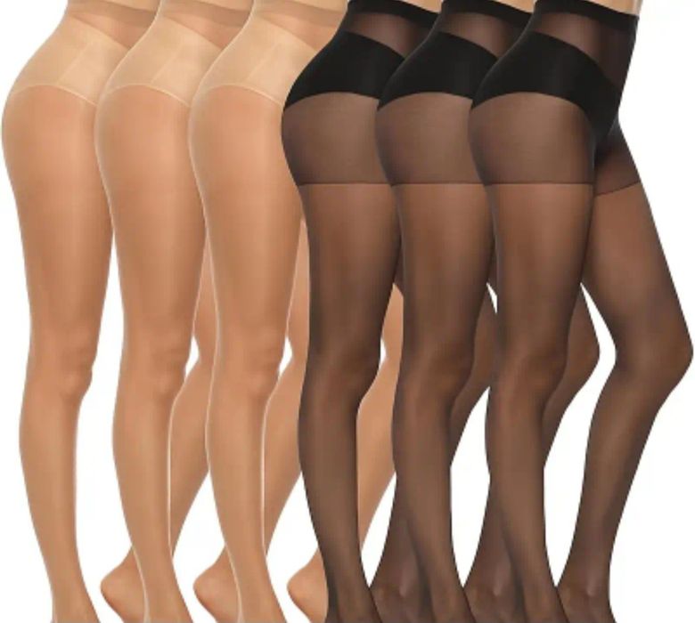Zestaw rajstop damskich cienkie 2 pary czarne i cieliste