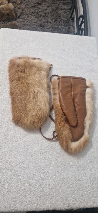Rękawiczki futrzane z królika rudego