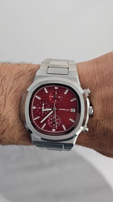 Relógio Vermelho Quartz Cronógrafo