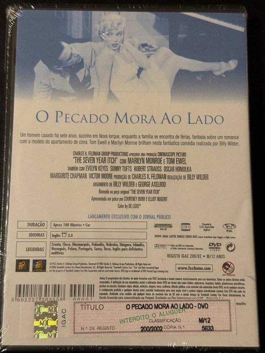 DVD do filme O pecado mora ao lado [Novo]