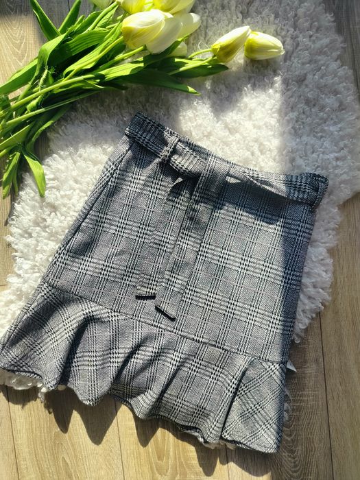 spódnica z wysokim stanem w kratę top secret L