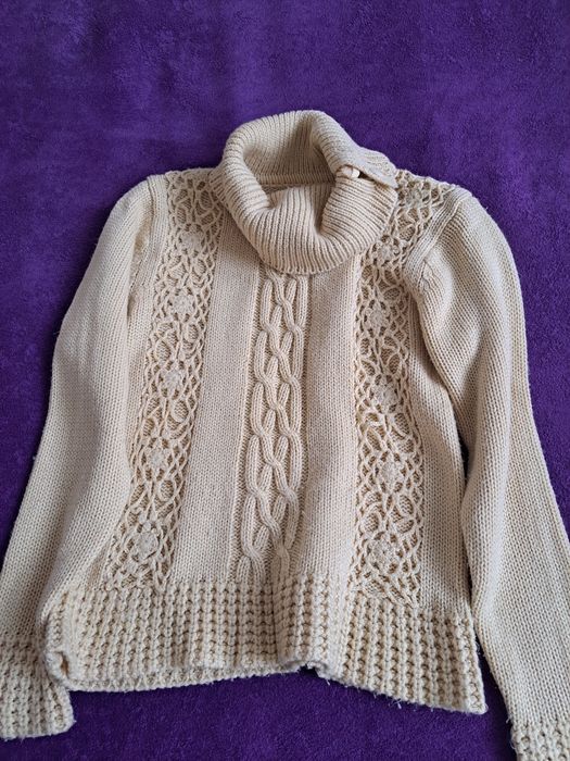 Markowy sweterek wełniany damski S - golf