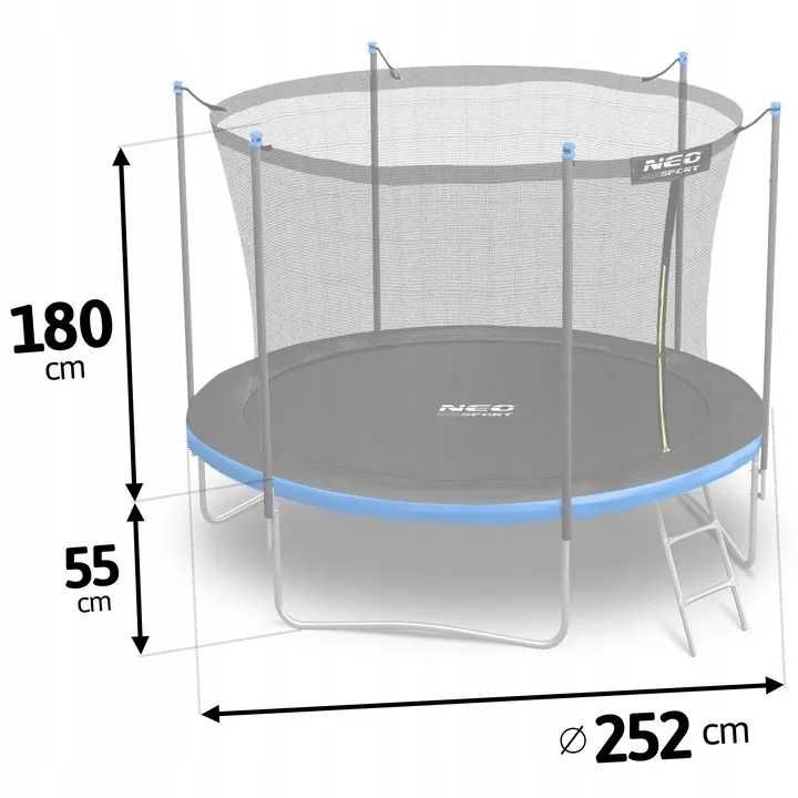 Trampolina Ogrodowa 252 cm (8FT) z Siatką – Dla Dzieci – NeoSport–Nowa