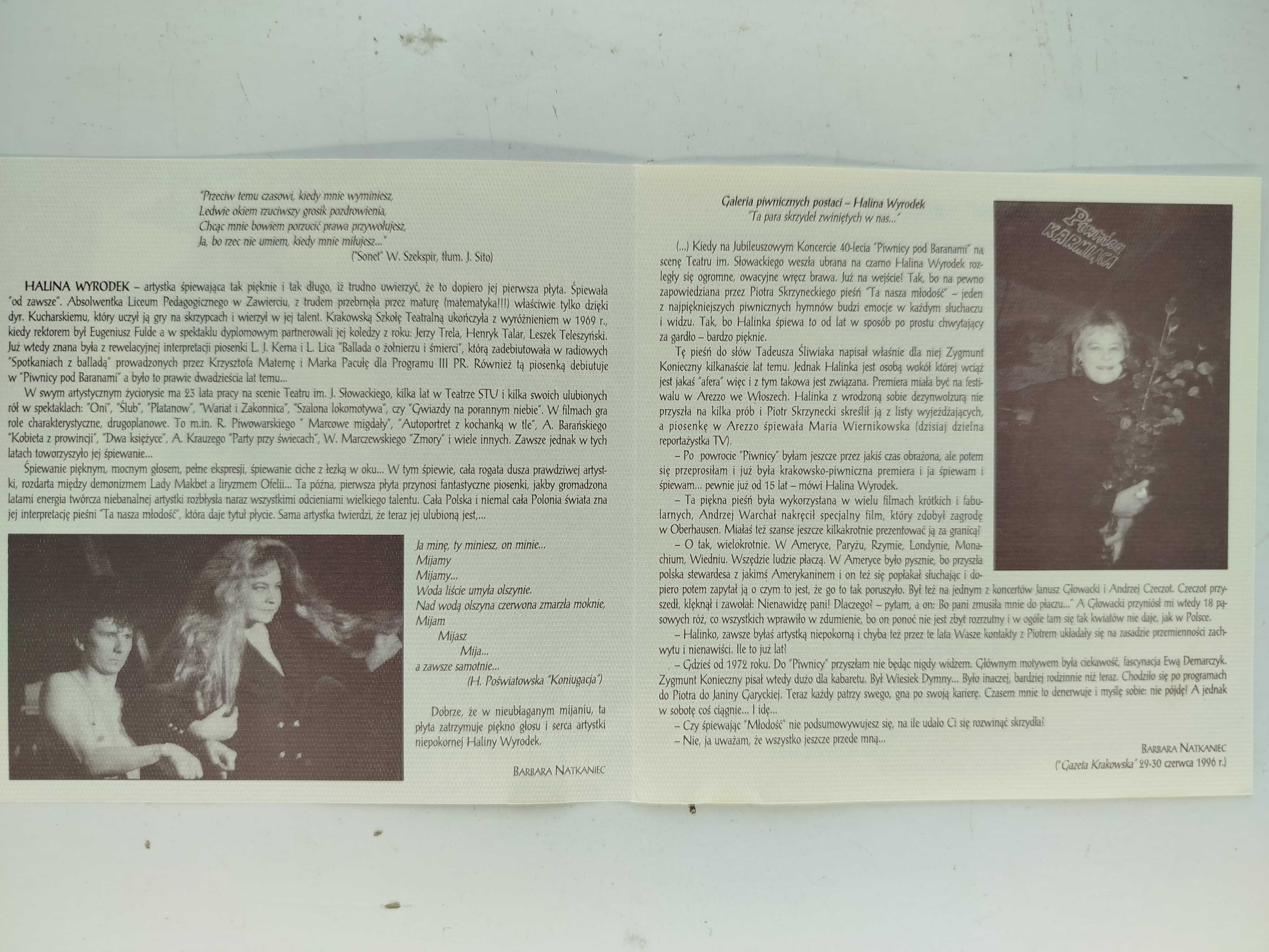 Halina Wyrodek ta nasza młodość CD piwnica pod baranami Unikat