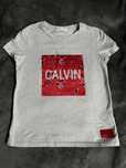 Szara koszulka Calvin Klein damska z nadrukiem