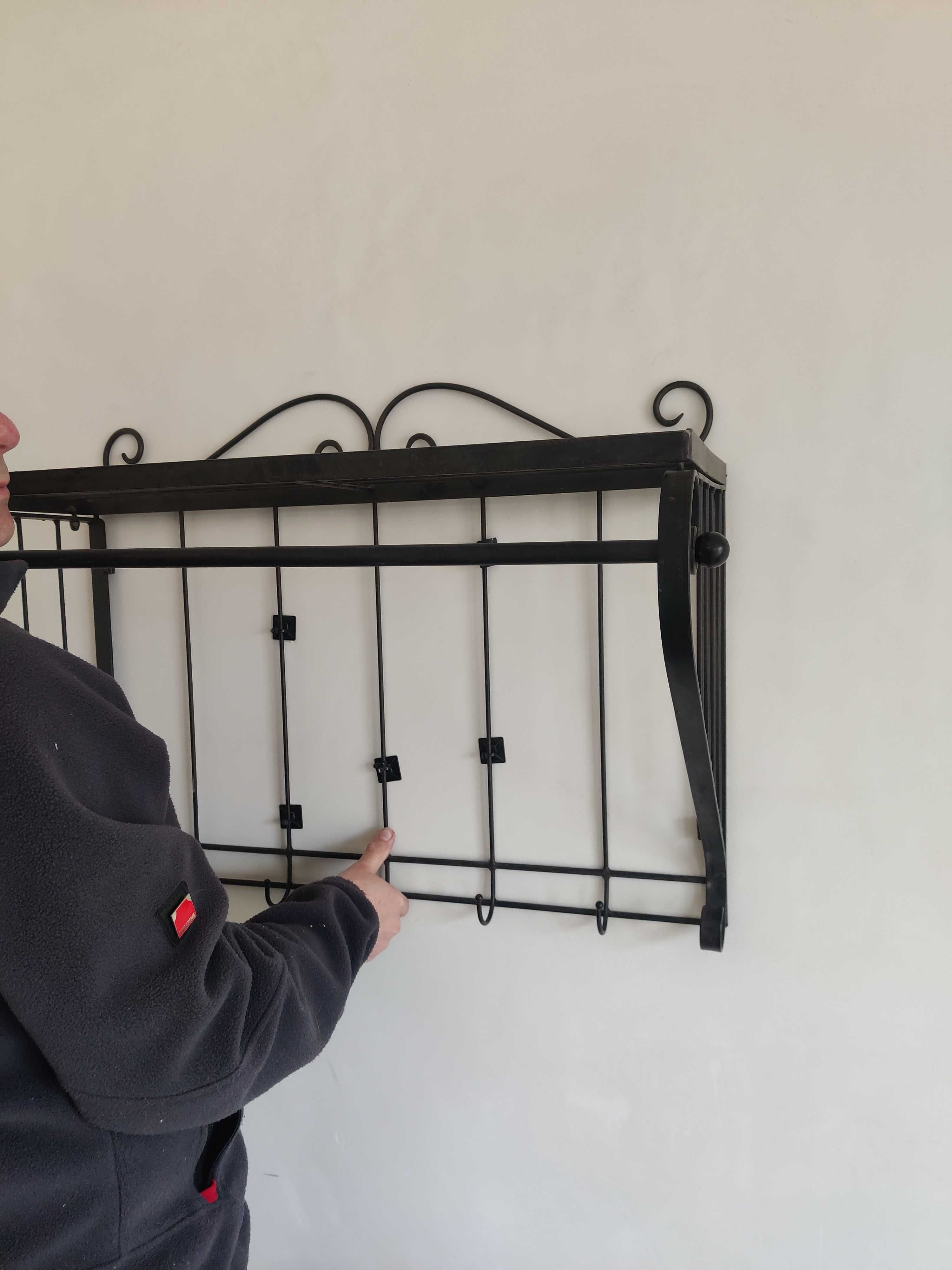 Unikatowy, duży, metalowy wieszak z półką na ubrania, loft