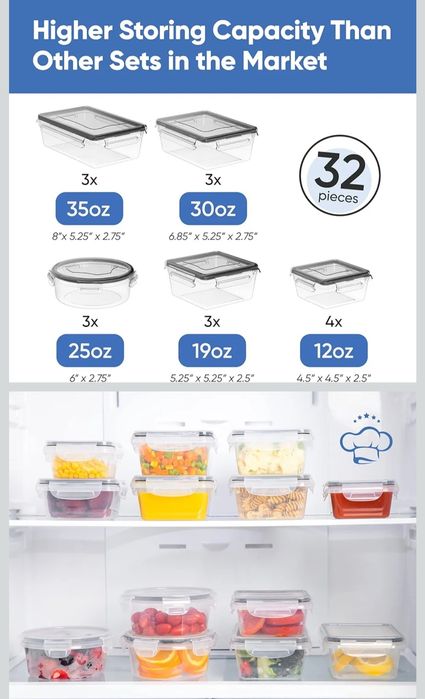 Пластикові коробки для зберігання з практичною кришкою (16 штук) - Вод