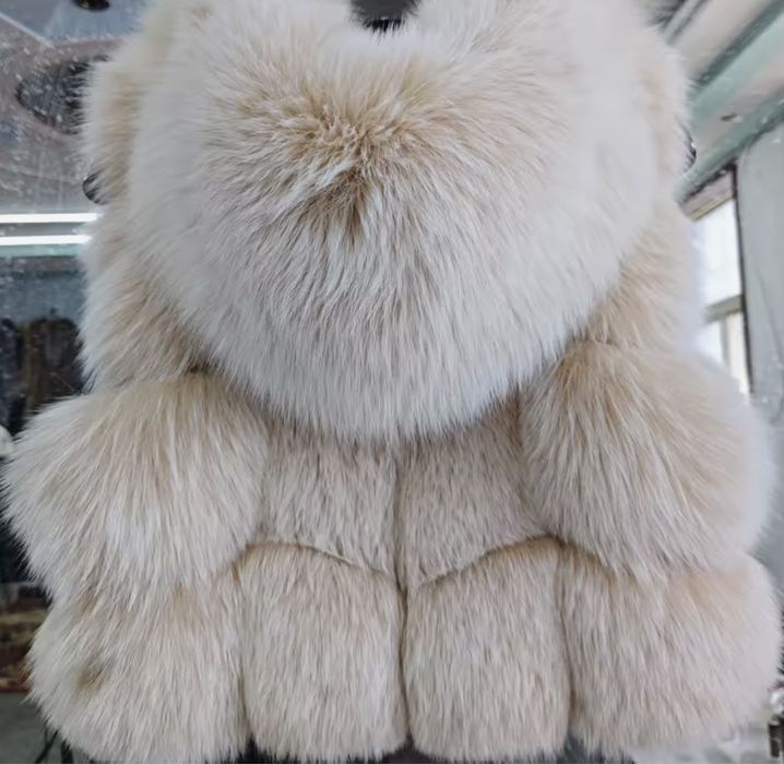 Kontantto kamizelka z futra lisa z kapturem turkus xs-5xl