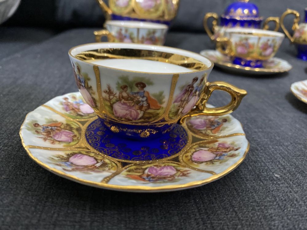 Serviço de chá em porcelana JWK Bavaria em ouro